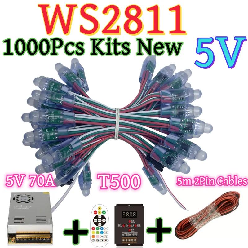 Ǯ ÷ ȼ LED  Ʈ, IP68  RGB ÷  LED ȼ Ʈ, WS2811 ŰƮ, F12mm DC5V WS2811IC, 500-1000 